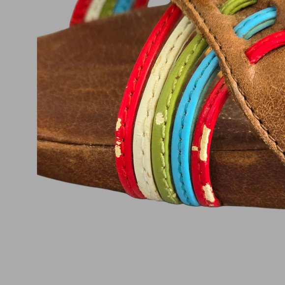 Naughty Monkey 4" Heel Multi Colored Strappy Buckle Sandals Women Size 8.5 - Picture 13 of 13